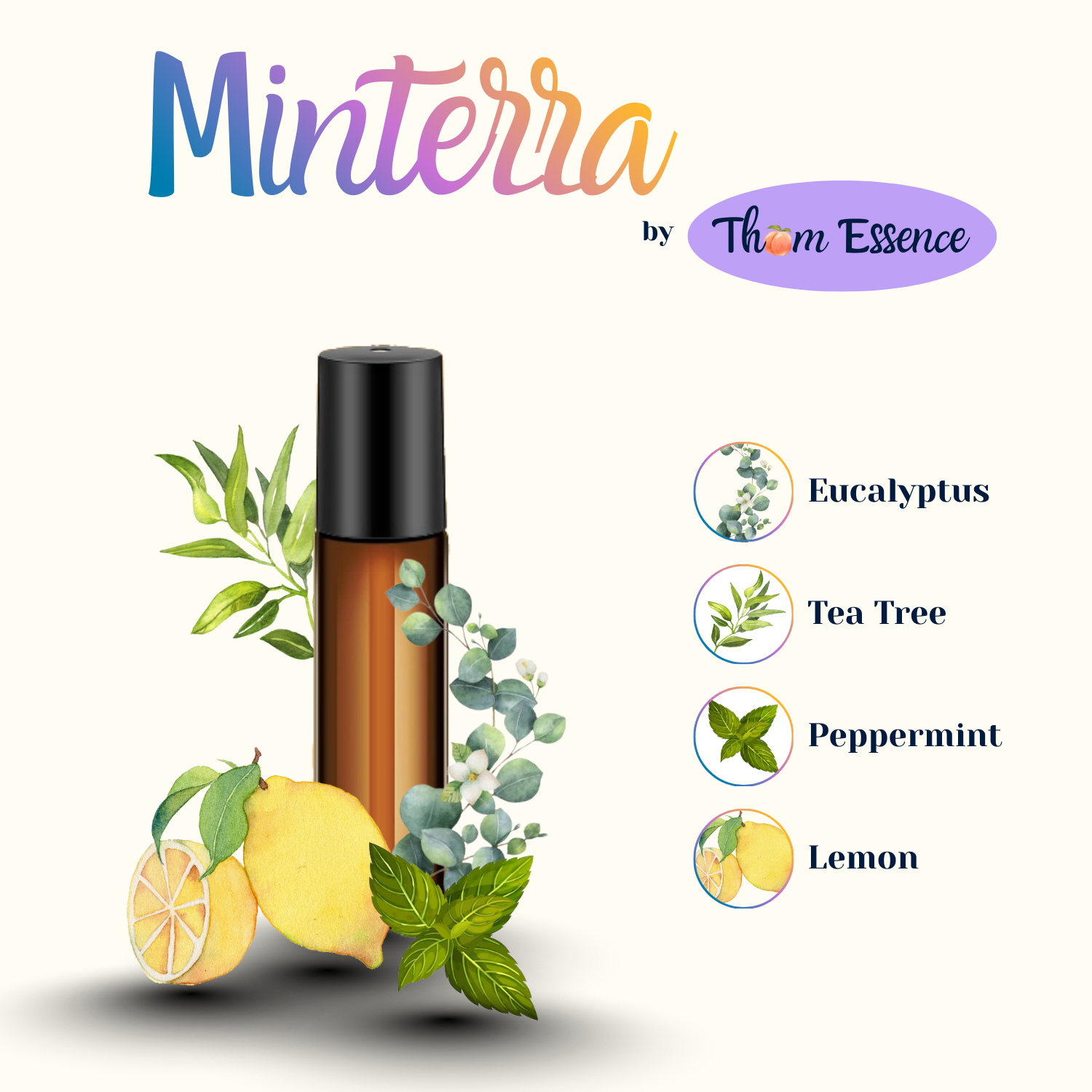 Roll On Essential Oil Blend by Thơm Essence, 0.34oz