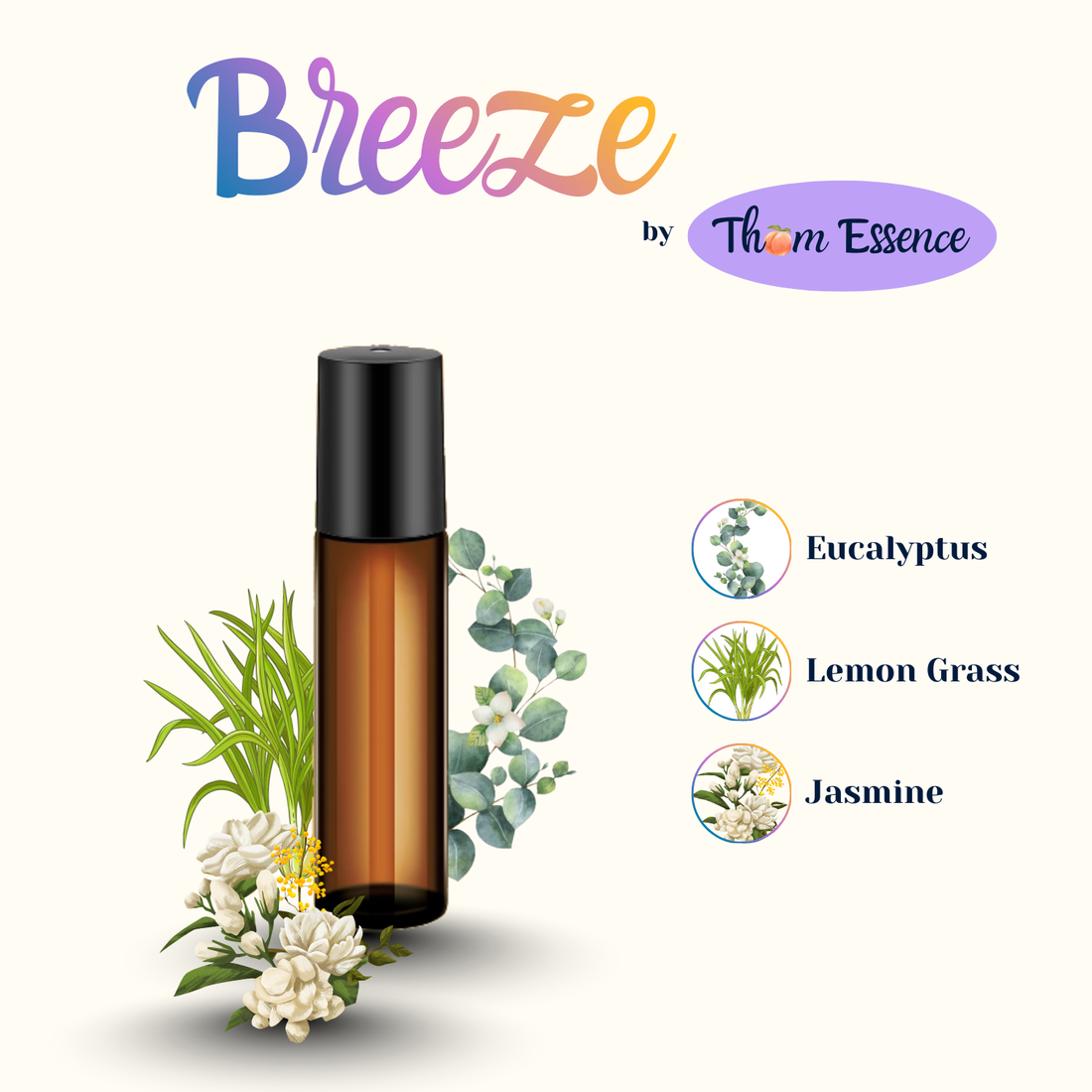 Roll On Essential Oil Blend by Thơm Essence, 0.34oz